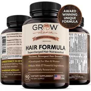 Grow Vitamin Hair Formula - for Thicker Hair, Faster Grow, Preventing Hair Loss - Picture 1 of 8