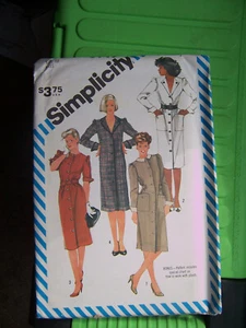 misses vtg 12 sew pattern straight SHIRT DRESS button front long sleeve collar - Picture 1 of 3