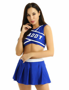 Sexy Women Charming Cheerleader Uniform Crop Top Skirt Role Play Outfits Costume