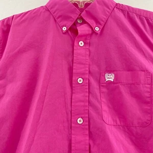 Cinch Button Down Shirt Hot Pink Long Sleeve Western Style Girls Size L - Picture 1 of 8
