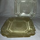 (Set Of 4) Indiana Glass Lorain Basket Yellow 7 3/4" Square Salad Plates