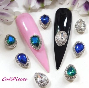 3D Nail Art AB Lágrima Plata Marco Estrás Azul Real Joya Gema Aleación Metal - Imagen 1 de 6