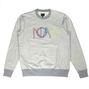 NWT Noah NY SS17 Gray Retro Logo Crewneck Terry Sweatshirt Men's M AUTHENTIC - Picture 1 of 8
