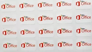 50X HIGH QUALITY OFFICE 365/2024/2019 LOGO STICKER GLOSY 23x16MM PC/LAPTOP - Picture 1 of 2