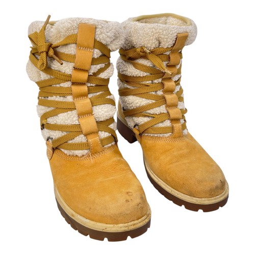 Stivali donna Timberland in pelle sherpa slip on con lacci taglia 8M