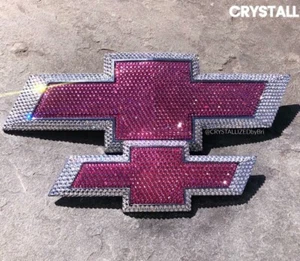 Bling Emblem for CHEVY Chevrolet Bowtie AUSTRIAN CRYSTALS Bedazzled Custom Pink - Picture 1 of 15