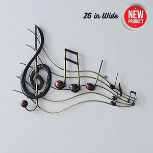 Music Note Sculpture Music Room Metal Wall Art Hanging Man Cave Bar Jazz Display - Picture 1 of 9