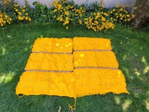 2 X Yellow handmade weeding Blanket Handira vintage Moroccan weeding blanket... - Picture 1 of 8