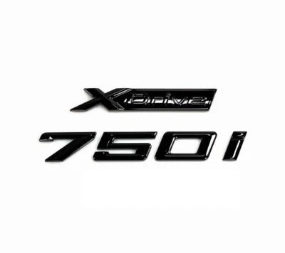Gloss Black For New 7 Series Emblem 750i+XDrive Letters Rear Trunk Badge - Image 1 of 2