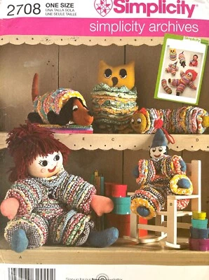 Simplicity Yo Yo Toys Doll-22",Clown-14",Owl-11",Dog-16" Pattern 2708 UNCUT - Image 1 of 2