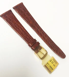 Correa de reloj Time Fashion cuero de cocodrilo genuino tono marrón 20 mm hebilla dorada - Imagen 1 de 5