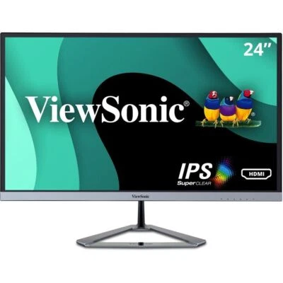 Viewsonic VX2476-SMHD 24" 1080p Ultra Thin IPS Monitor HDI- DP VGA Speaker Black - Image 1 of 4