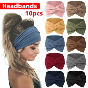Women Yoga Wide Headband Ladies Elastic Fold Hair Band Sports Turban Head Wrap - Picture 1 of 24