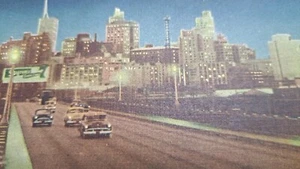 Linen Postcard 1957 Postmark Houston Street Viaduct & Skyline Dallas Texas - Picture 1 of 5
