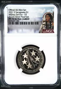 2021 S Proof Native American U.S. Military since 1775 NGC PF70 $1 coin ER S-Set - Picture 1 of 2