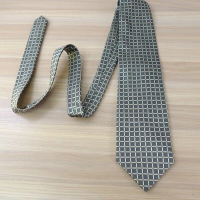 Corbata de cuello para hombre gris blanco geo cuadros seda vestido hecho a mano VALERIO GARATI Foto 1 de 4