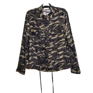 Beach Lunch Lounge Shirt M Cargo Utility Camo Zip Button Drawstring Lightweight - Picture 1 of 13