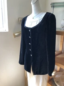 Vintage Mondi Gala Black Velvet Blazer Or Jacket Size 38 - Picture 1 of 9
