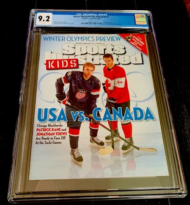PATRICK KANE RARO SI PARA NIÑOS EE. UU. VS CANADÁ CUBIERTA JONATHAN TOEWS 2014 CGC 9.2 Foto 1 de 3