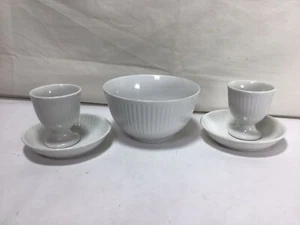 SS65 Vintage Royal Copenhagen White Porcelain Bowl and Teacup & Saucer Set of 5 - Picture 1 of 7