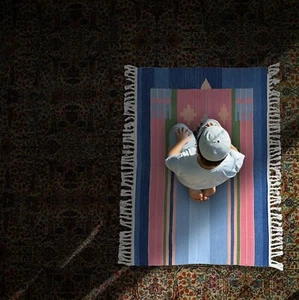 Alfombra de oración anudada a mano para sala de estar hecha a mano decoración de pared, Janamaz, Sajada - Imagen 1 de 6