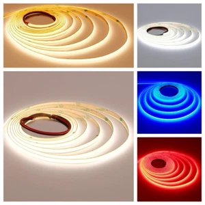 12V Thin 5mm COB LED Strip Light 16.4ft Dotless 400LEDs/M Under Cabinet Lighting - Picture 1 of 54