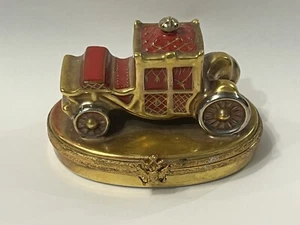 FABERGE HAND-PAINTED LIMOGES PORCELAIN ROYAL COACH TRINKET BOX - Picture 1 of 10