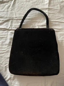 ANTIQUE EVENING HANDBAG PURSE by INGBER - BLACK Velvet with Lucite HANDLE - Picture 1 of 12