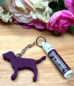Victoria's Secret Pink Lip Balm SPF 15 Purple Dog Keychain, New & Sealed - Picture 1 of 2