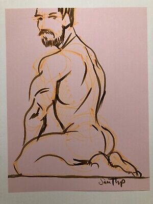 Nude Male Marker Drawing- Original Fine Art - Direct From + Signed By Artist • 15.44$