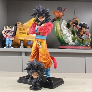34CM Anime DBZ Plan B Super Saiyan 4 Sun Goku 2 Heads Figure Statue Gift NEW - Imagen 1 de 9