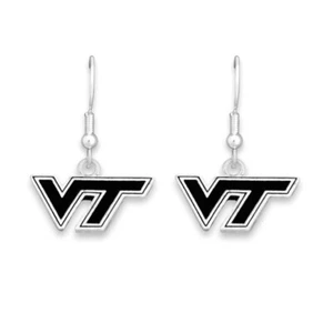 Virginia Tech Hokies Silver French Hook Earrings Jewelry VTU Officially Licensed - Picture 1 of 1