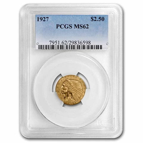 1927 $2.50 Indian Gold Quarter Eagle MS-62 PCGS - SKU#19109 Cover