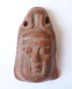 Amulette pendentif tête en terre cuite Bouddha pendentif - Picture 1 of 3