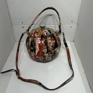 Michelle Obama Round Globe Bag Crossbody Satchel Vinyl Pop Art Magazine Purse - Picture 1 of 6