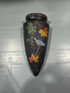 Vogel/Blume Antik Wand Tasche Pflanzgefäß Hergestellt in Japan 8" - Bild 1 von 4