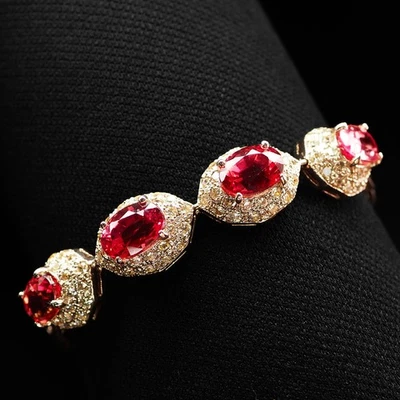 Zafiro Padparadscha Rosa 14.60Ct Plata de Ley 925 Pulseras de Navidad Regalos Foto 1 de 4