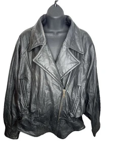 Vintage Wilsons Women’s Thinsulate Black Moto Leather Jacket Size XL - Picture 1 of 11