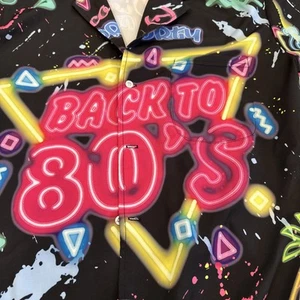 Men’s “back to the 80s” size large polyester retro fluorescent party shirt - Picture 1 of 8