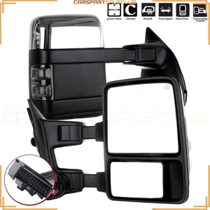 Pair Towing Mirrors Power Heated Turn Signal Light For 08-16 F250-550 Super Duty - Picture 1 of 8