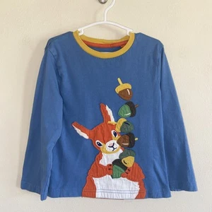 Mini Boden Squirrel Animal Acorn Fall Front Back Applique Crewneck Tshirt 3-4Y - Bild 1 von 8