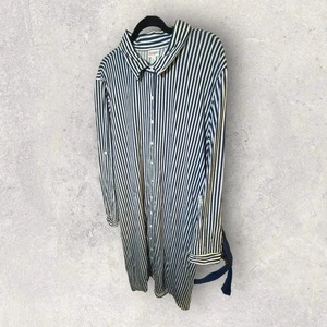 LuLaRoe NWT Ellie Dress Size 2XL Classic Shirt Dress Blue White Striped Print - Picture 1 of 5