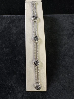 "Brazalete John Hardy de ley 925 con guijarros de zafiro doble hilo 7,25"" de extremo a extremo" Foto 1 de 4