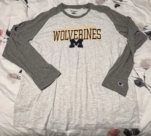 Champion Michigan Wolverines Langarm Herren 2XL grau Freizeit bequem Hemd - Bild 1 von 6