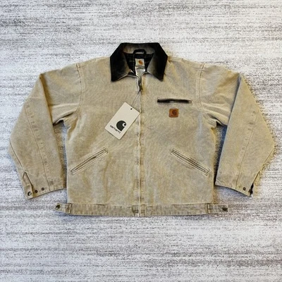 Chaqueta de Trabajo Carhartt Vintage Tostado/Beige J97 Detroit Forrada de Vellón Para Hombre Talla Pequeña Foto 1 de 4