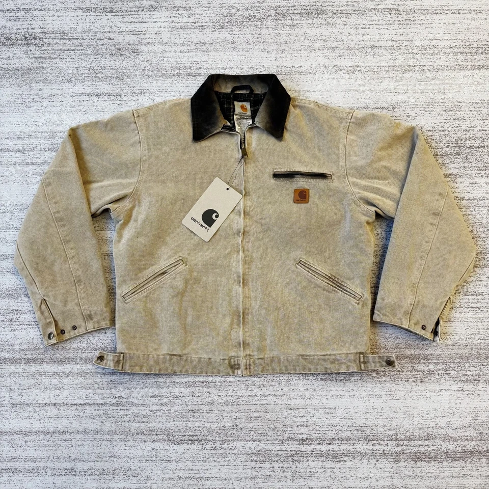Chaqueta de Trabajo Carhartt Vintage Tostado/Beige J97 Detroit Forrada de Vellón Hombres | Talla Mediana Foto 1 de 4