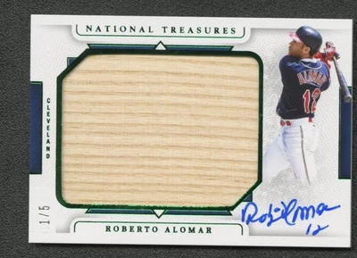 2024 Panini National Treasures Roberto Alomar Jumbo Bat Patch Auto 1/5 Emerald - Image 1 of 2