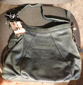 NWT B Makowsky Leather Green Silver Hardware Satchel Purse Shopper Bag MSRP $268 - Picture 1 of 10