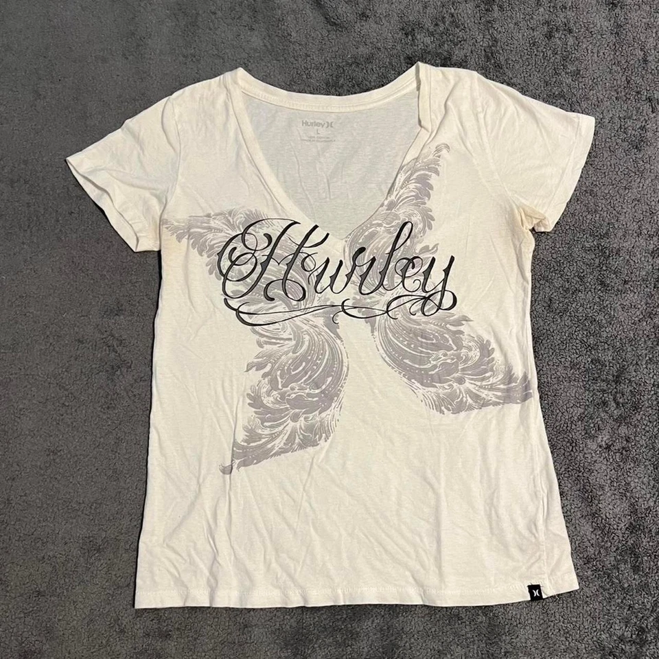 Y2k Women's Hurley Butterfly Grunge Shirt Size Large  - Image 1 of 4