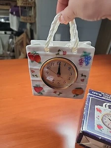 Porclelain Shopping Bag Clock Vintage - Picture 1 of 9